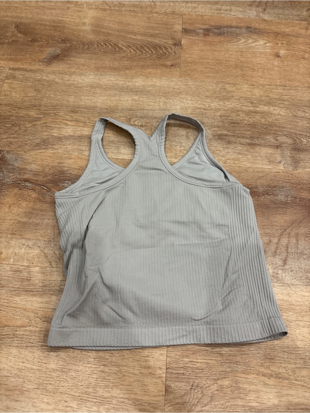 Amazon Ribbed Racerback Crop Tank Top - Light Gray - Picture 3 of 3